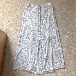 white and blue floral skirt